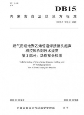 燃氣用埋地聚乙烯管道焊接接頭超聲相控陣檢測技術規范 第3部分：熱熔接頭檢測 DB15∕T 1819.3-2020