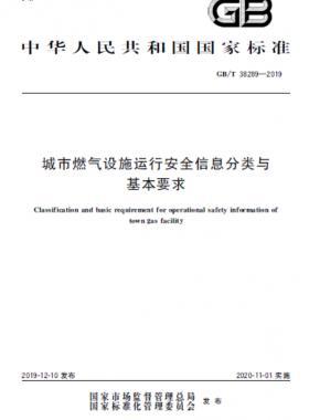 城市燃氣設施運行安全信息分類與基本要求國標∕T 38289-2019